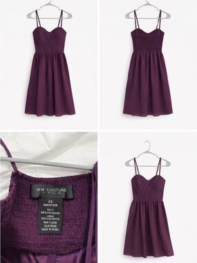MM Couture Deep Plum Double-Spaghetti Strap Fit & Flare Dress